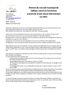 2022-026 Motion du conseil municipal de Saillans contre la fermeture annoncée d’une classe élémentaire en 2022